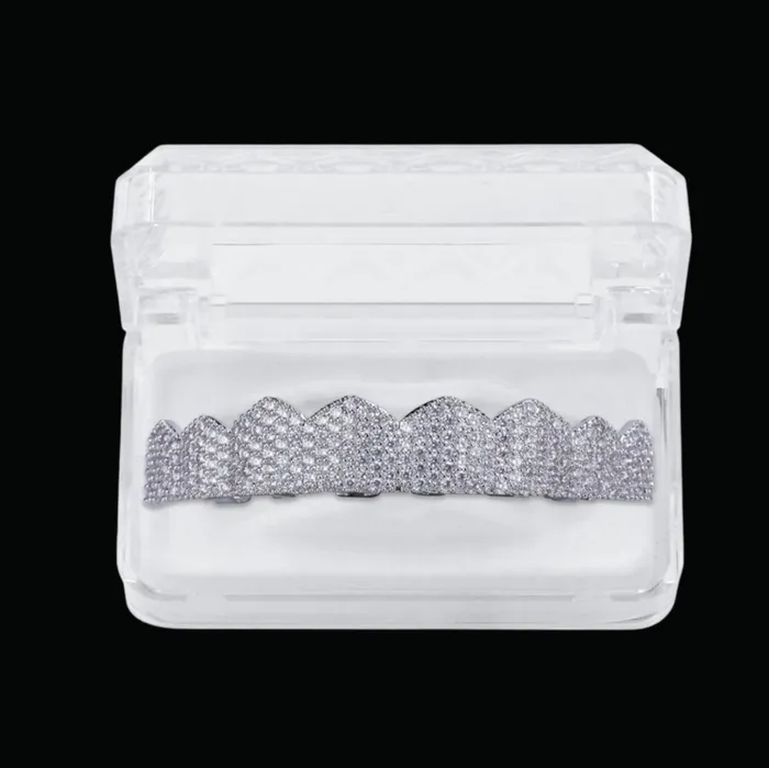 BEST SELLER Earrings 8 Teeth Fang Mouth Iced Out Diamond Grillz