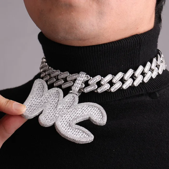 Big Baguette Iced Out Personalized Custom Name Necklace Pendant BIG N HEAVY Necklaces