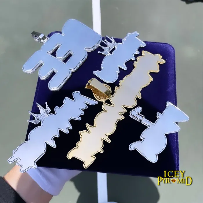 Big Baguette Iced Out Personalized Custom Name Necklace Pendant BIG N HEAVY Necklaces