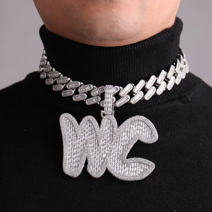 Big Baguette Iced Out Personalized Custom Name Necklace Pendant BIG N HEAVY Necklaces