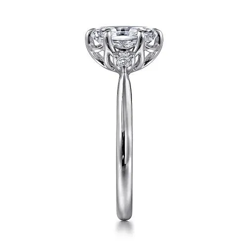 Blaise 14K White Gold Oval Three Stone Diamond Engagement Ring Setting Only GABRIEL CO Rings