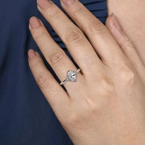 Blaise 14K White Gold Oval Three Stone Diamond Engagement Ring Setting Only GABRIEL CO Rings