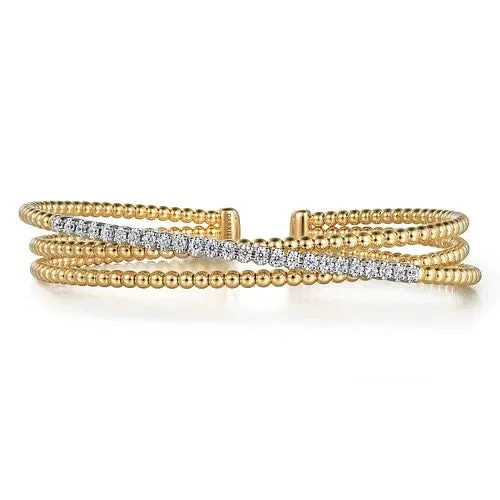 Bracelets 14K WhiteYellow Gold Bujukan Diamond Criss Cross Bangle GABRIEL CO