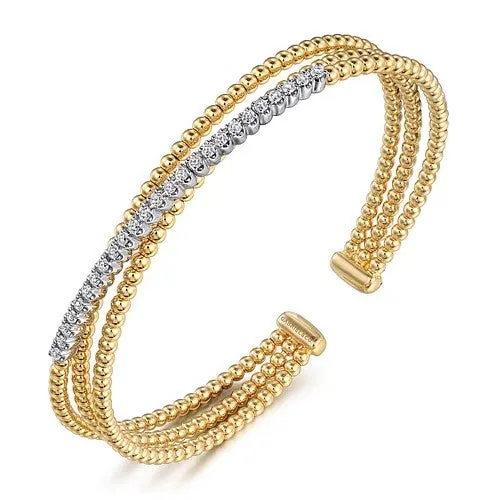 Bracelets 14K WhiteYellow Gold Bujukan Diamond Criss Cross Bangle GABRIEL CO