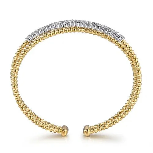 Bracelets 14K WhiteYellow Gold Bujukan Diamond Criss Cross Bangle GABRIEL CO
