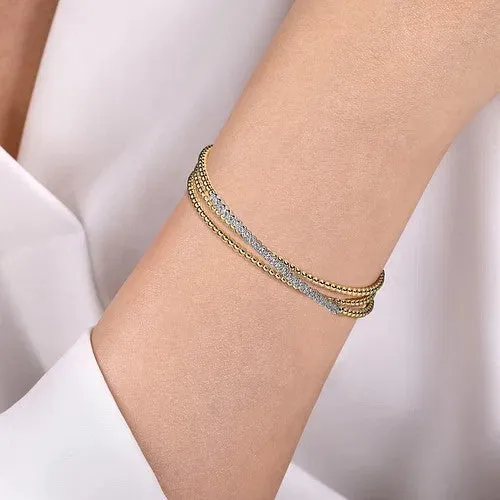 Bracelets 14K WhiteYellow Gold Bujukan Diamond Criss Cross Bangle GABRIEL CO