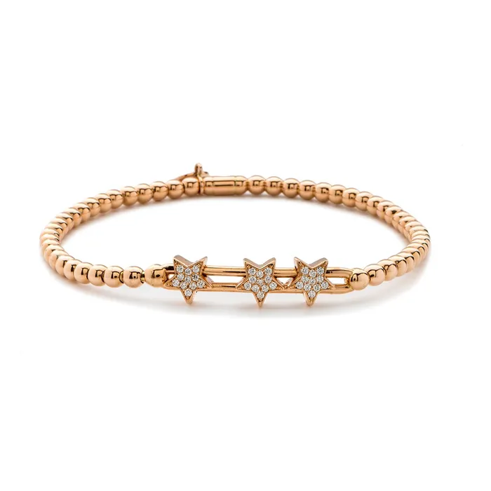 Bracelets 3 Diamond Stars Small Bead Stretch Bracelet HULCHI BELLUNI