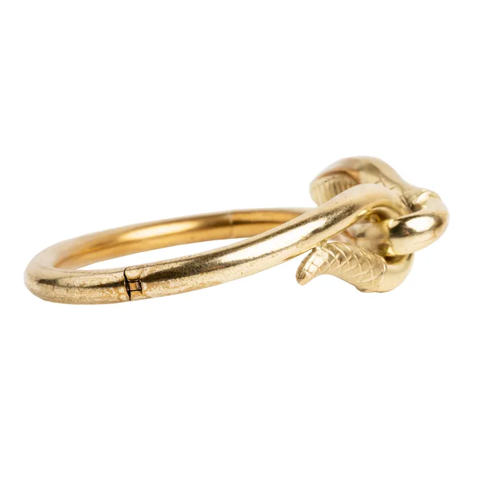 Bracelets Bell Bird Antiques Antique Snake Bangle Bracelet in Gilded Brass