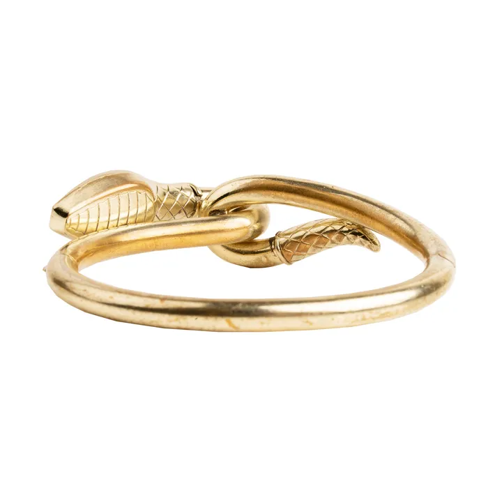 Bracelets Bell Bird Antiques Antique Snake Bangle Bracelet in Gilded Brass