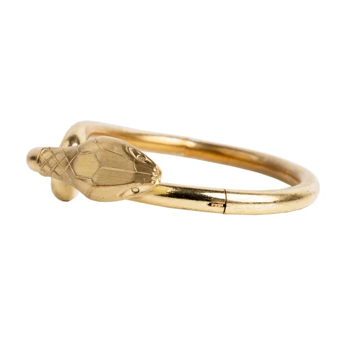Bracelets Bell Bird Antiques Antique Snake Bangle Bracelet in Gilded Brass