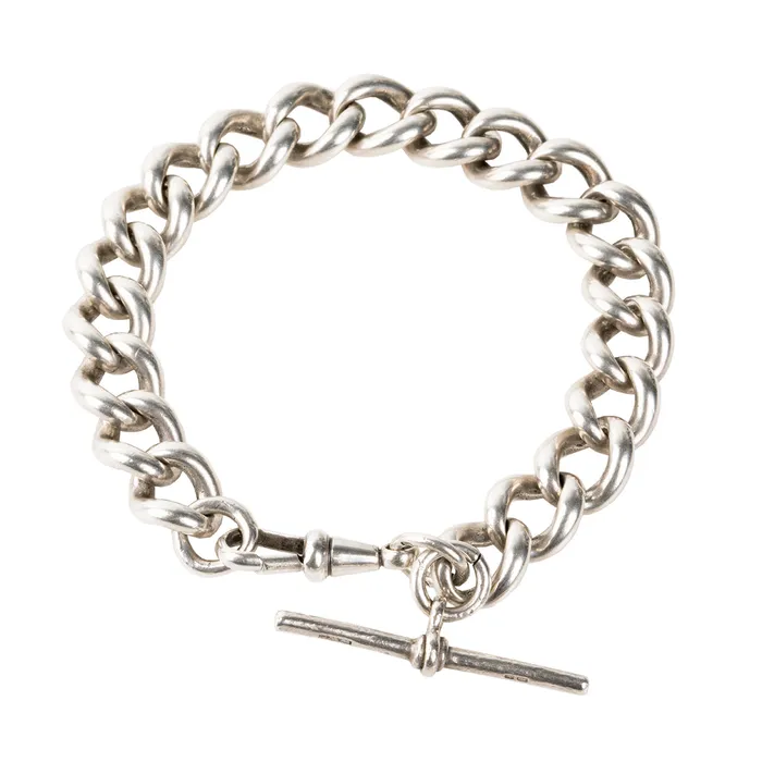 Bracelets Bell Bird Antiques Victorian era Sterling Silver Curb Link Bracelet