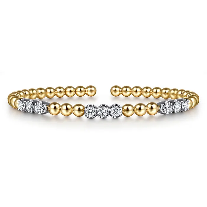 Bracelets GABRIEL CO 14K White Yellow Gold Bujukan Diamond Split Bangle Bracelet