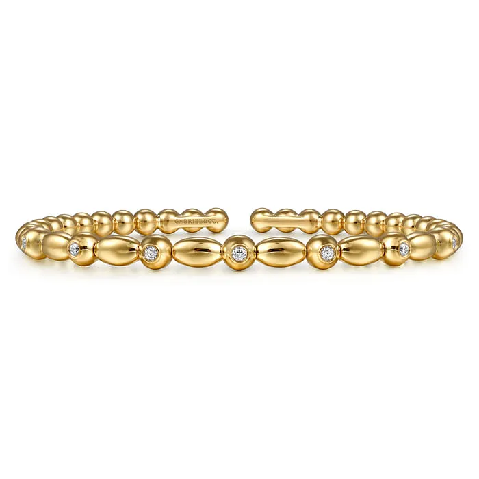 Bracelets GABRIEL CO 14K Yellow Gold Bujukan Diamond Split Bangle Bracelet