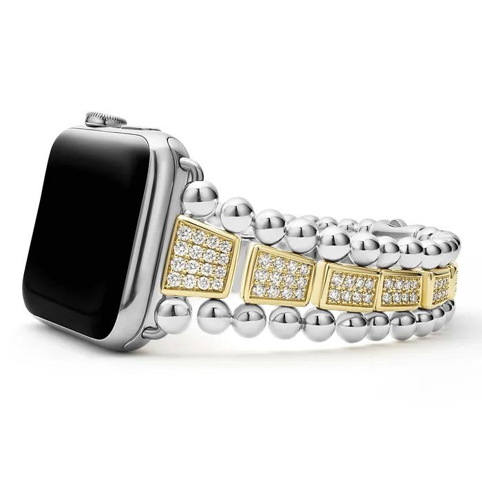 Bracelets LAGOS Smart Caviar 18K Gold and Sterling Silver Full Diamond Watch Bracelet4249mm