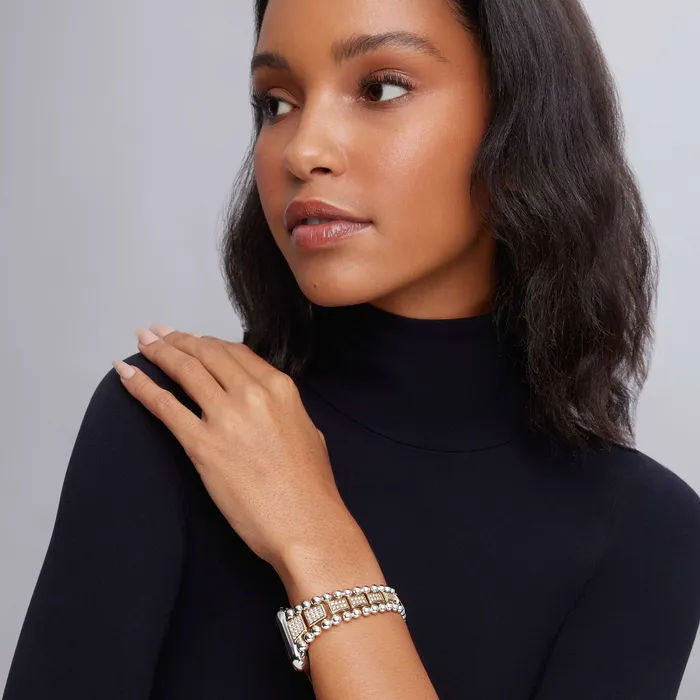Bracelets LAGOS Smart Caviar 18K Gold and Sterling Silver Full Diamond Watch Bracelet4249mm