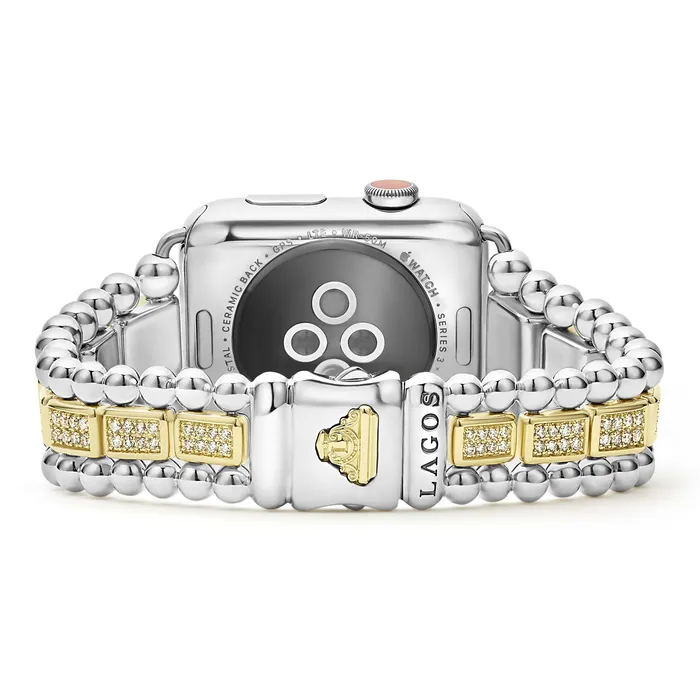 Bracelets LAGOS Smart Caviar 18K Gold and Sterling Silver Full Diamond Watch Bracelet4249mm