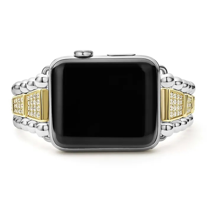Bracelets LAGOS Smart Caviar 18K Gold and Sterling Silver Full Diamond Watch Bracelet4249mm