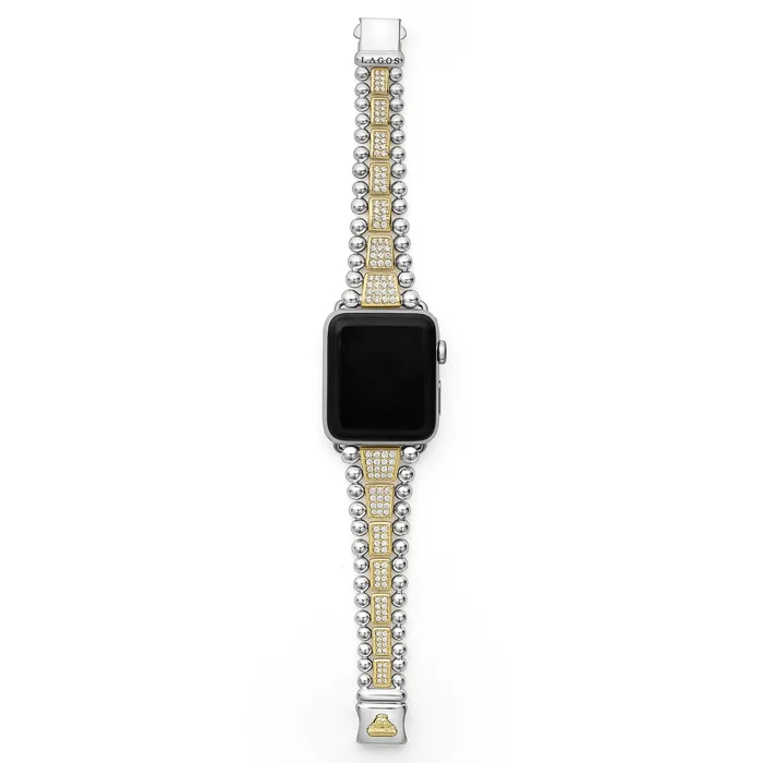 Bracelets LAGOS Smart Caviar 18K Gold and Sterling Silver Full Diamond Watch Bracelet4249mm