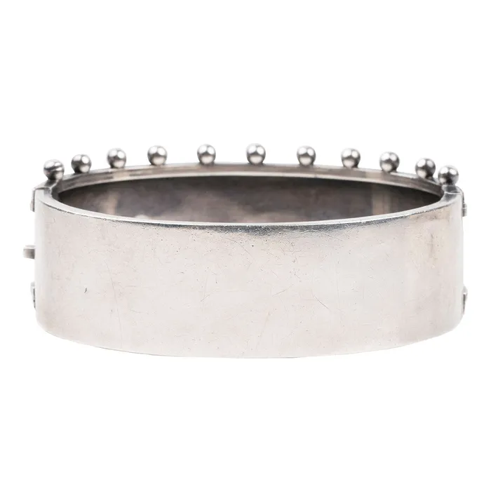Bracelets Victorian Era Sterling Silver Button Bangle Bell Bird Antiques