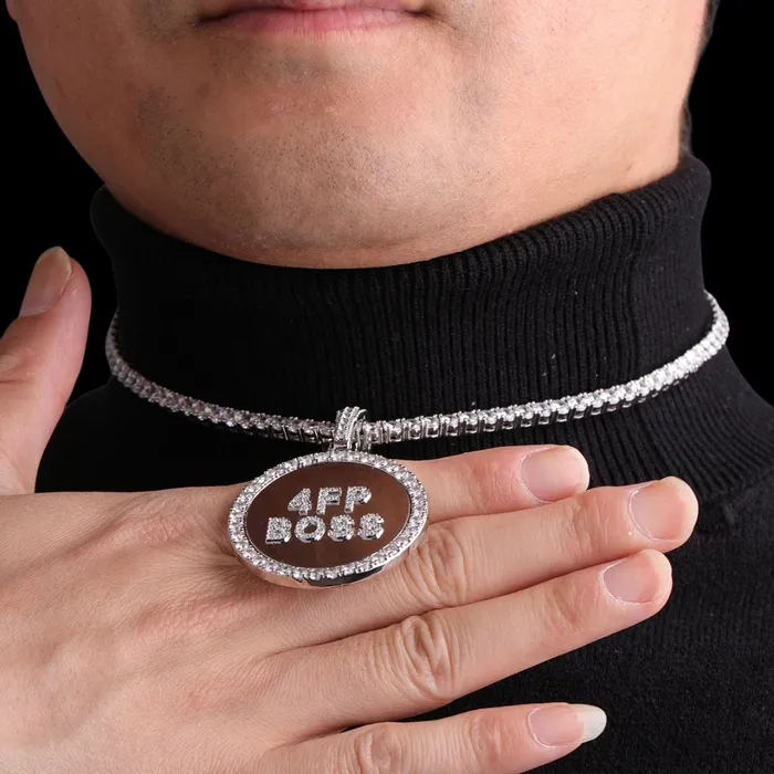 Circle Tennis Iced Out Personalized Custom Name Necklace Pendant Circle Necklaces