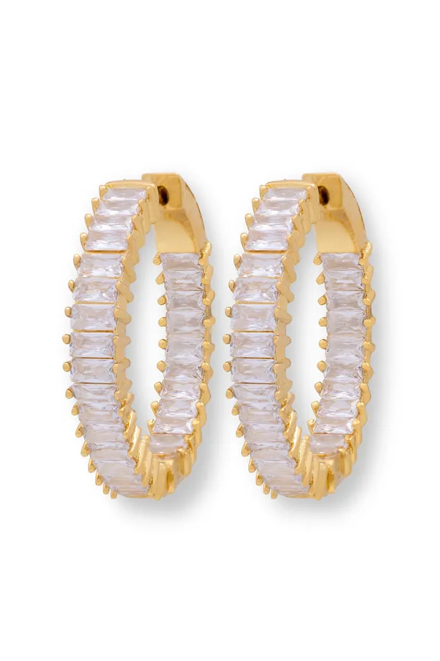 Crystal Haze Jewelry Baguette Hoops Clear Earrings