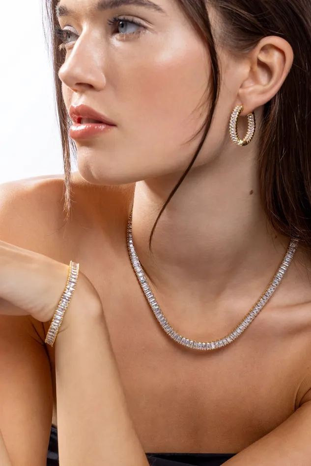 Crystal Haze Jewelry Baguette Hoops Clear Earrings