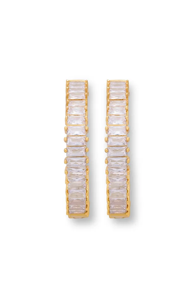 Crystal Haze Jewelry Baguette Hoops Clear Earrings