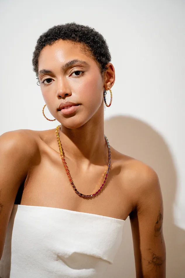 Crystal Haze Jewelry Earrings Baguette Chakra earrings
