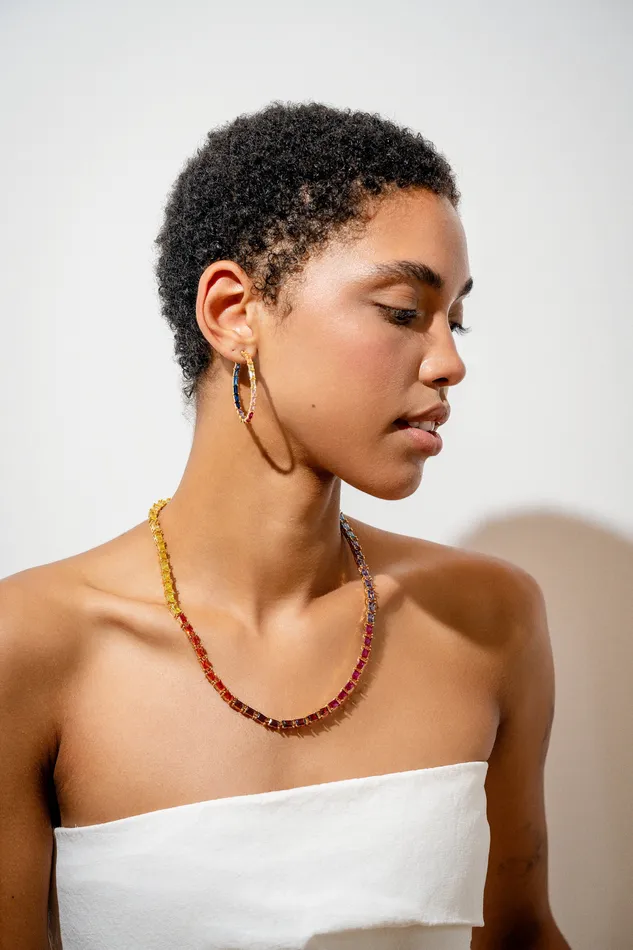Crystal Haze Jewelry Earrings Baguette Chakra earrings