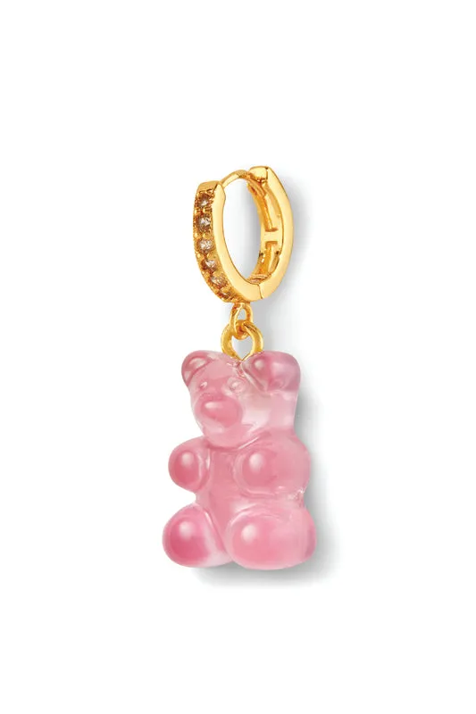 Crystal Haze Jewelry Earrings Nostalgia bear hoop Bubblegum pink