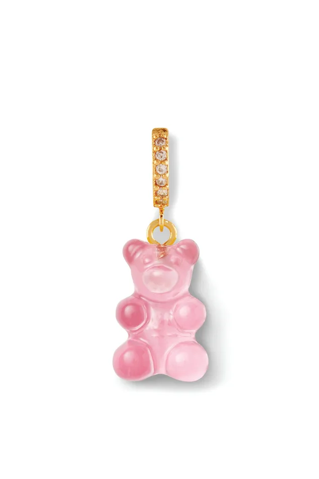 Crystal Haze Jewelry Earrings Nostalgia bear hoop Bubblegum pink