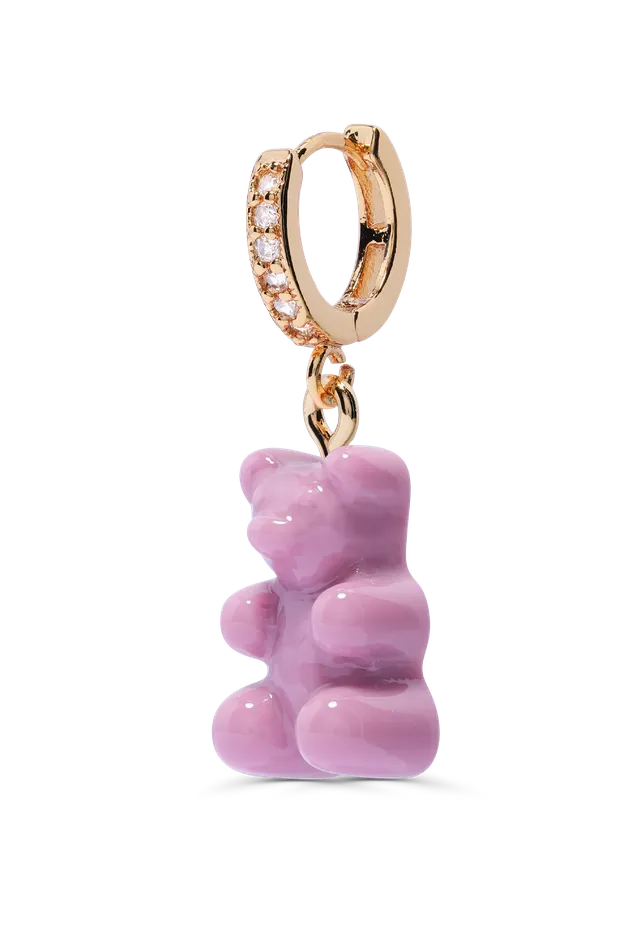 Crystal Haze Jewelry Earrings Nostalgia Bear Hoop Mauve Pink