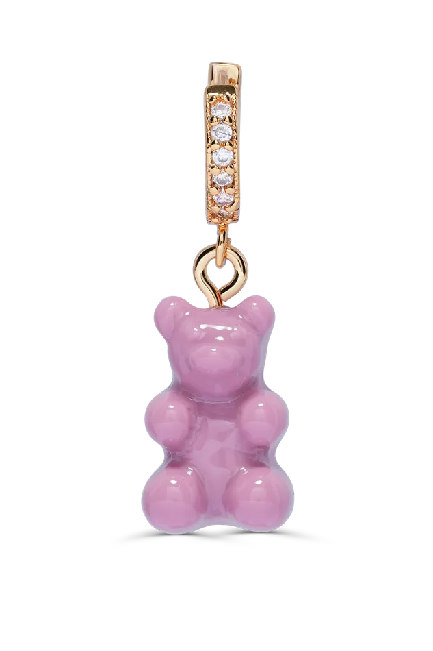 Crystal Haze Jewelry Earrings Nostalgia Bear Hoop Mauve Pink