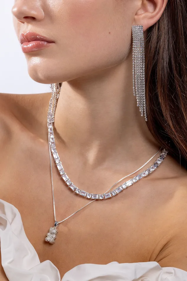 Crystal Haze Jewelry Necklaces Box chain Silver plated