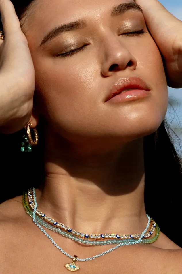 Crystal Haze Jewelry Necklaces Serena Necklace x Evil Eye Greek Blue