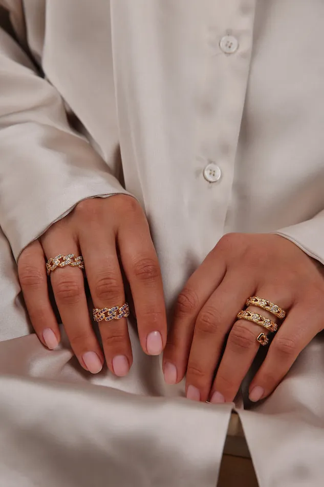 Crystal Haze Jewelry Rings Mexican chain ring Clear