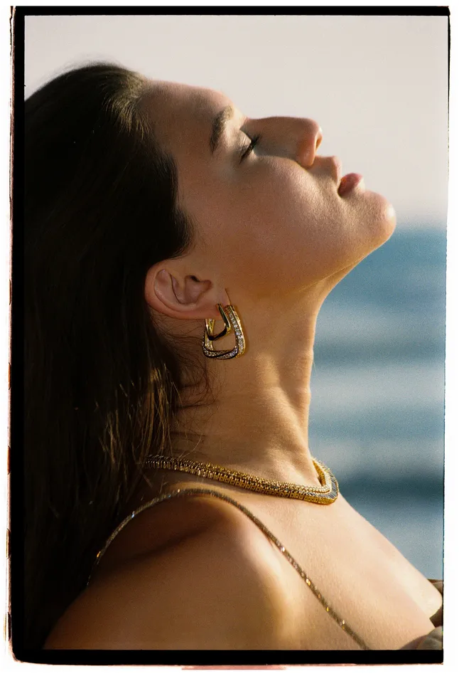 Crystal Haze Jewelry Trinity Hoops Pav Earrings