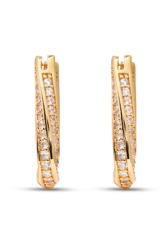 Crystal Haze Jewelry Trinity Hoops Pav Earrings