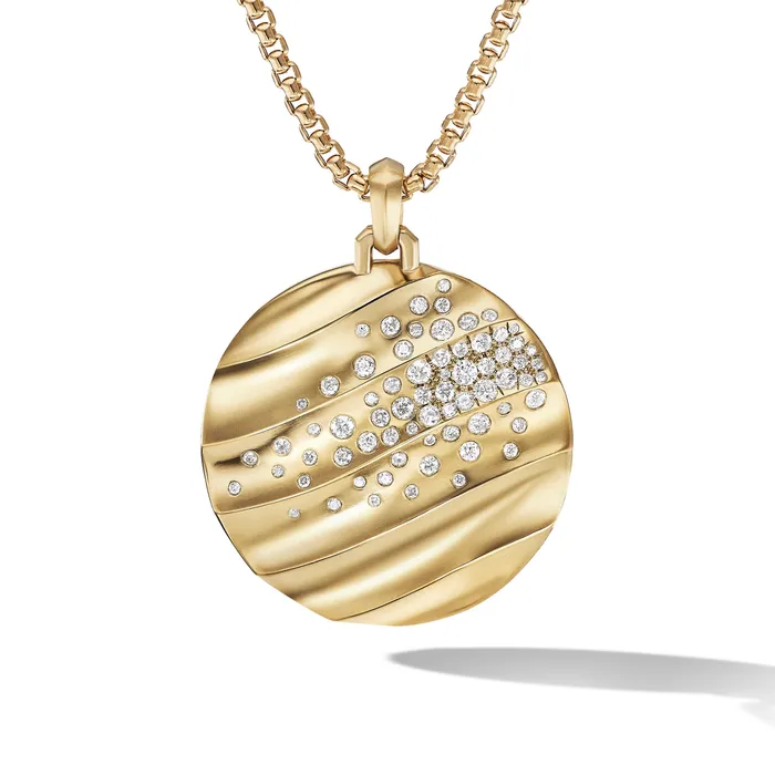 David Yurman Cable Edge Pendant in 18K Yellow Gold with Diamonds 37mm Necklaces David Yurman Cable Edge Pendant in 18K Yellow Gold with Diamonds 37mm Necklaces
