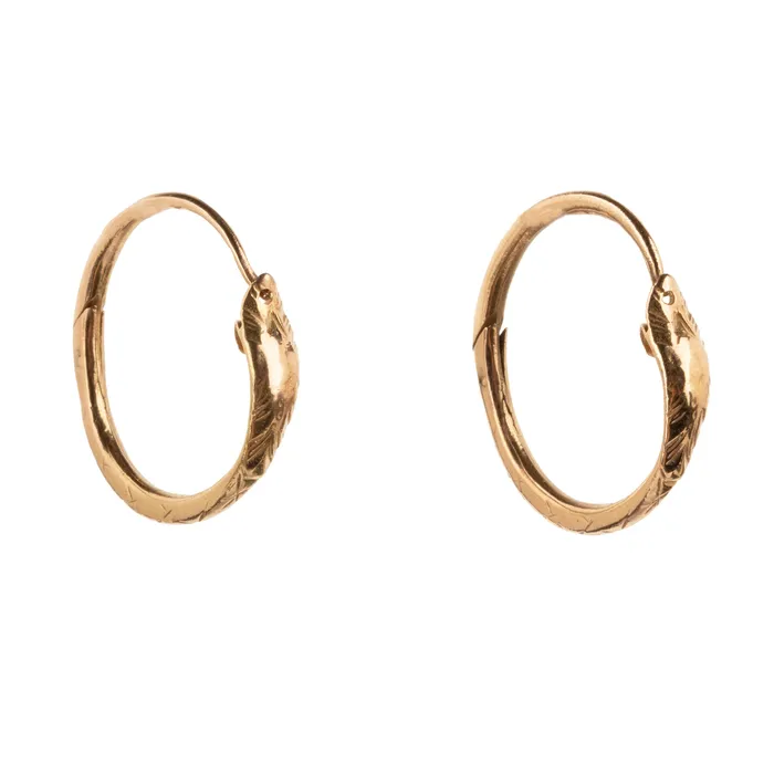 Earrings Bell Bird Antiques Georgian Era Ouroboros Serpent Hoop Earrings