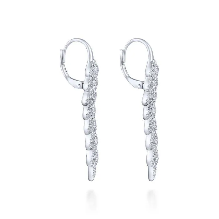 Earrings GABRIEL CO 14K White Gold Elongated Vertical Diamond Branch Drop Earrings
