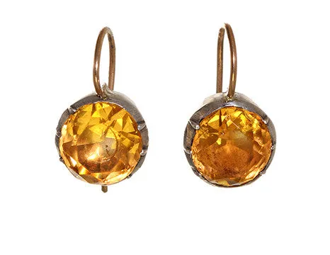 Earrings Georgian Citrine Paste Earrings Bell Bird Antiques