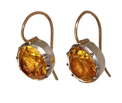 Earrings Georgian Citrine Paste Earrings Bell Bird Antiques