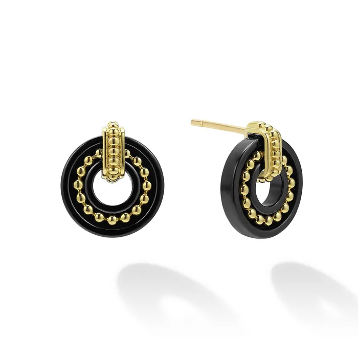 Earrings LAGOS Black Caviar 18K Gold and Black Ceramic Stud Earrings