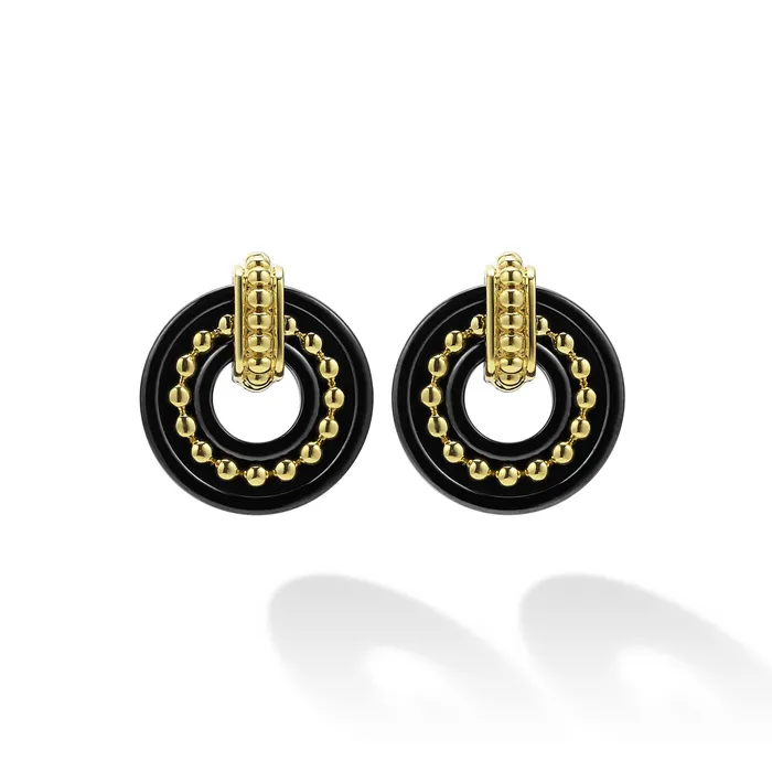 Earrings LAGOS Black Caviar 18K Gold and Black Ceramic Stud Earrings