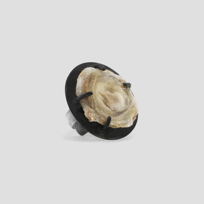 Earrings MARIA MARISCAL anillo geoda micro cuarzo VENDIDO