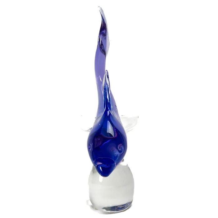 Earrings MuranoVItrum Blue Shark on a Rock Murano Glass Art