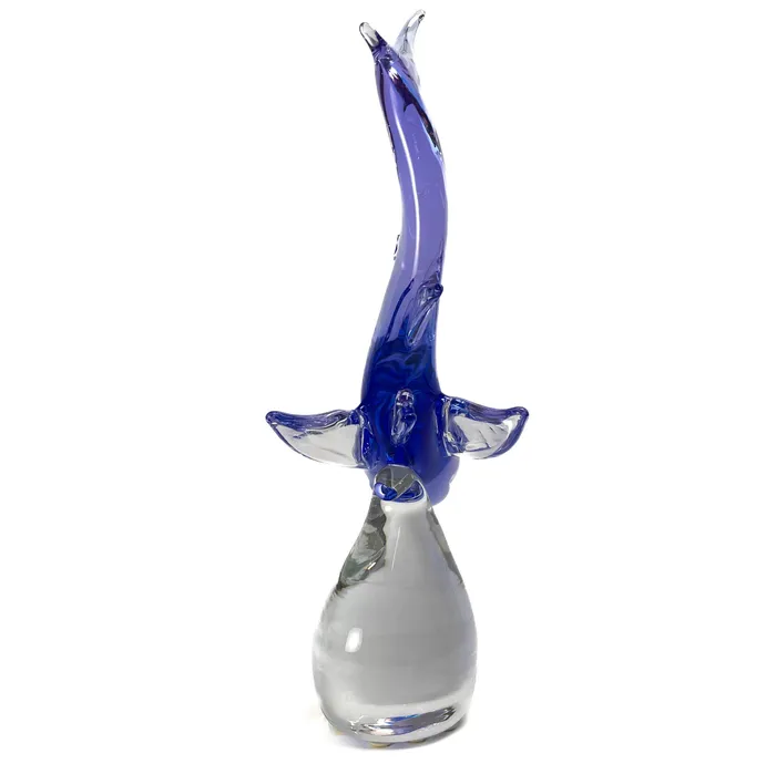 Earrings MuranoVItrum Blue Shark on a Rock Murano Glass Art