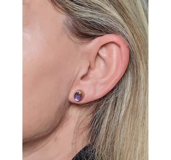 Earrings Nava Zahavi Nava Zahavi Yellow Gold Purple Amethyst Stud Earrings