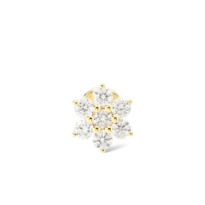 Earrings PERSEE Single Diamond Pave Flower Earring